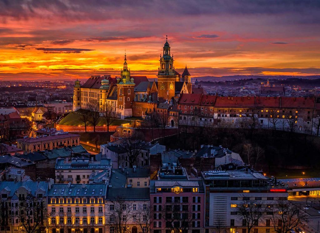 Widok na panoramę Krakowa